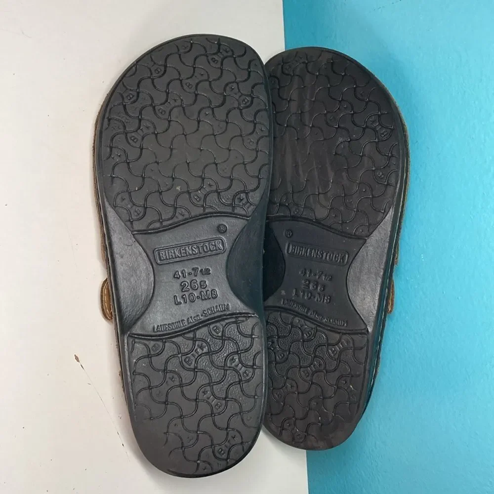 Birkenstock Footprints Classic Fisherman Sandal 41 Men 8 Women 10 Brown Leather
